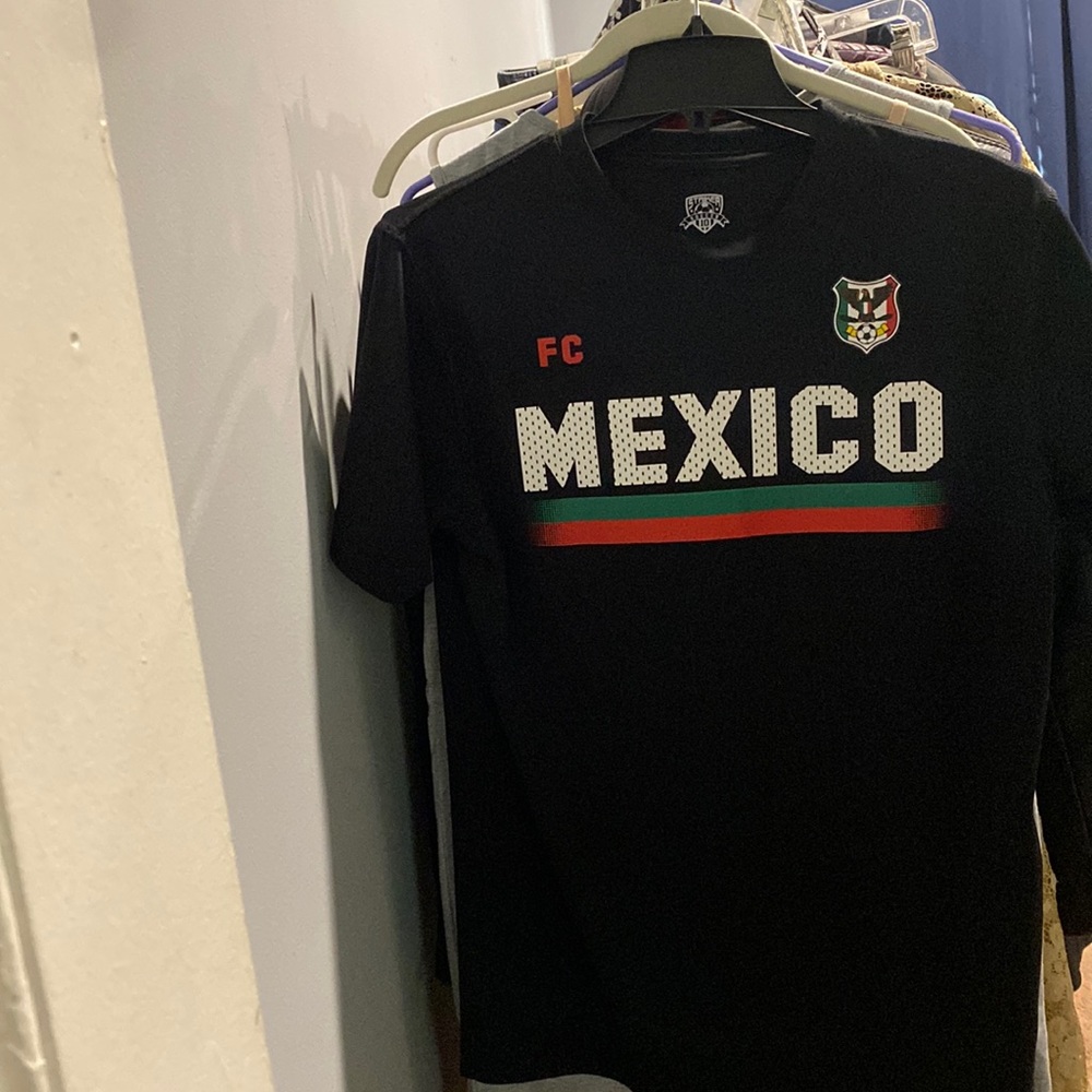 Size S men’s FC Mexico national team fan wear jersey top. Black. Design on front